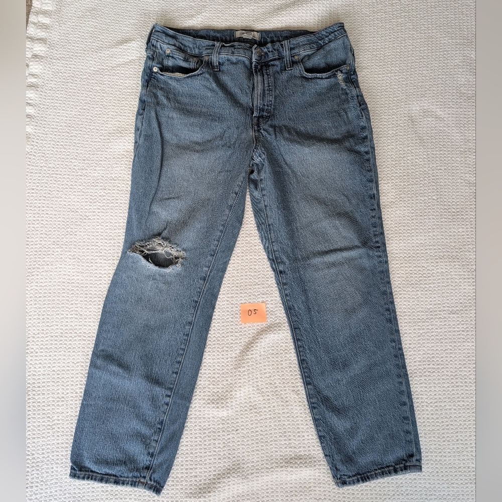 Madewell Mid Rise Perfect Vintage Jean Medium Wash Distressed